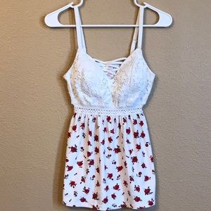 Cream Lace Top with Roses